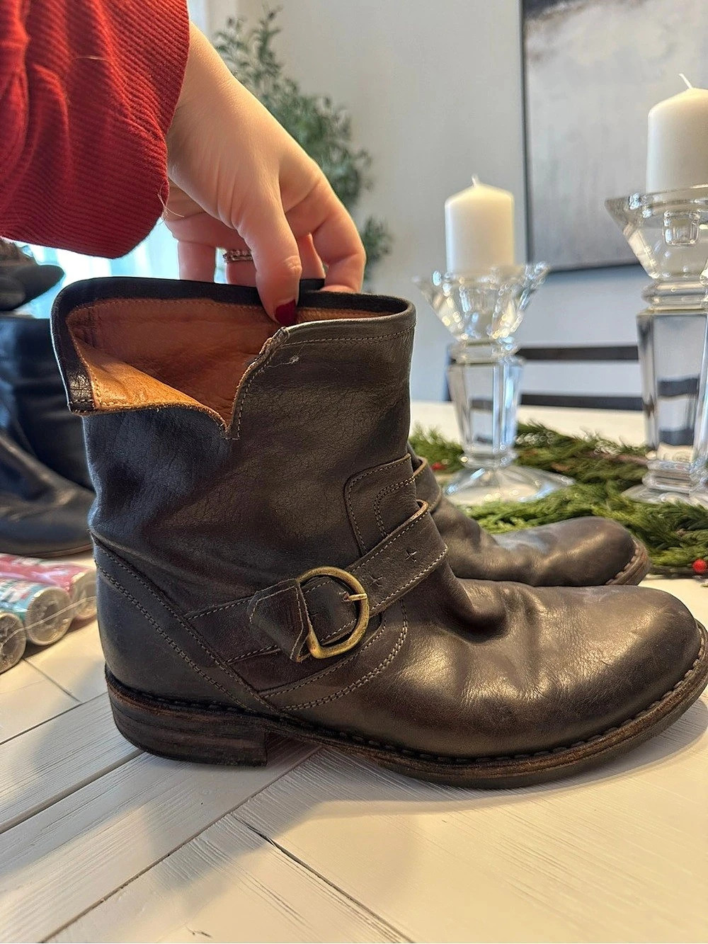 Ankle boots brown leather